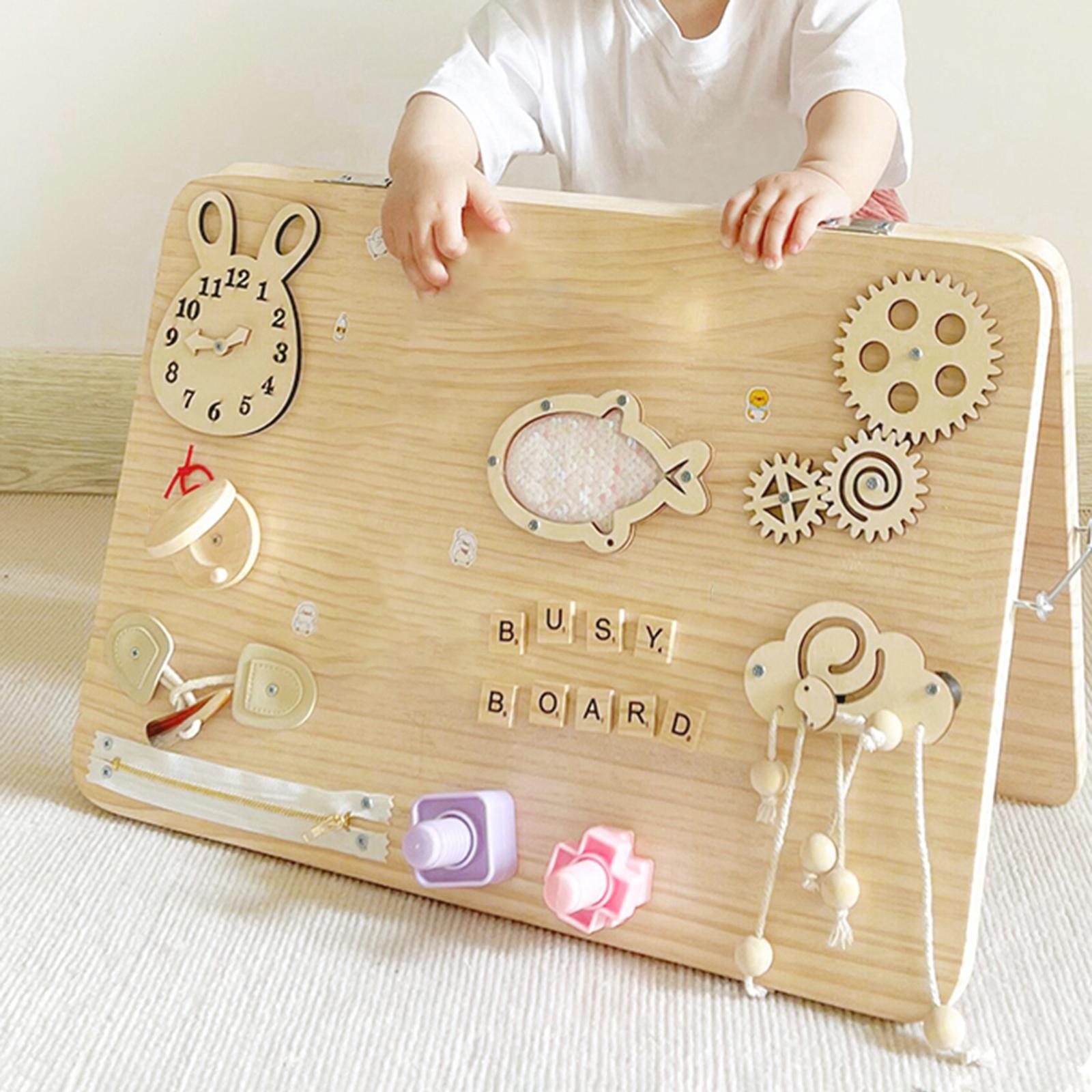Montessori Wooden Busy Board Toddler - Tablero de Actividades Montessori de Madera,