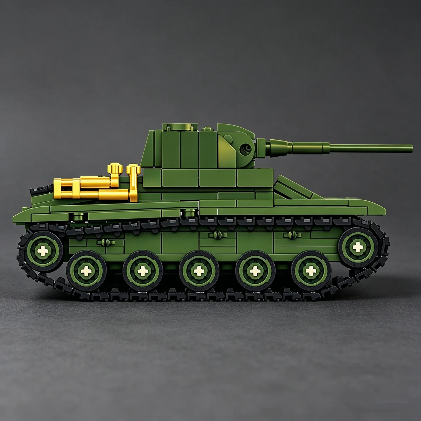Lego Compatible Military Tank - Modelo de Bloques de Construcción del