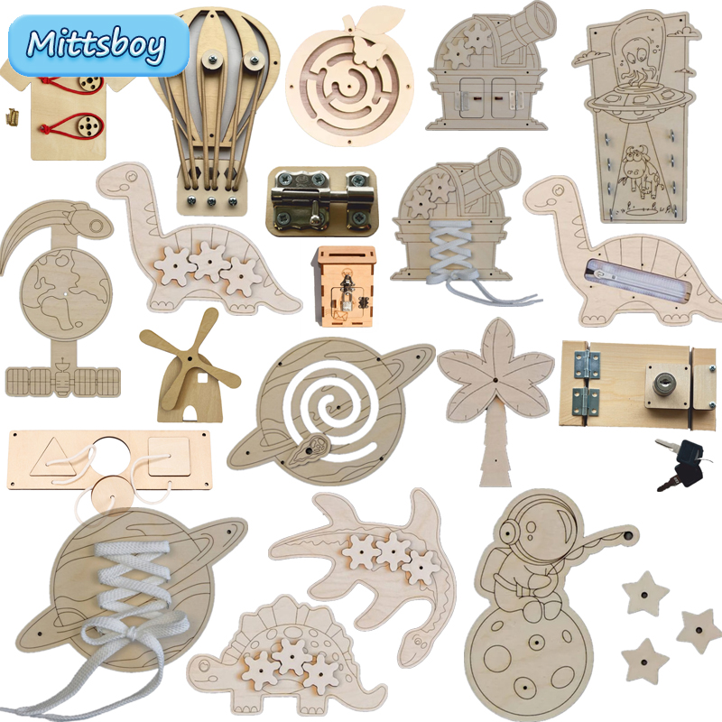 Montessori Wooden Busy Board Toddler - Accesorios de tablero ocupado Montessori, juguetes