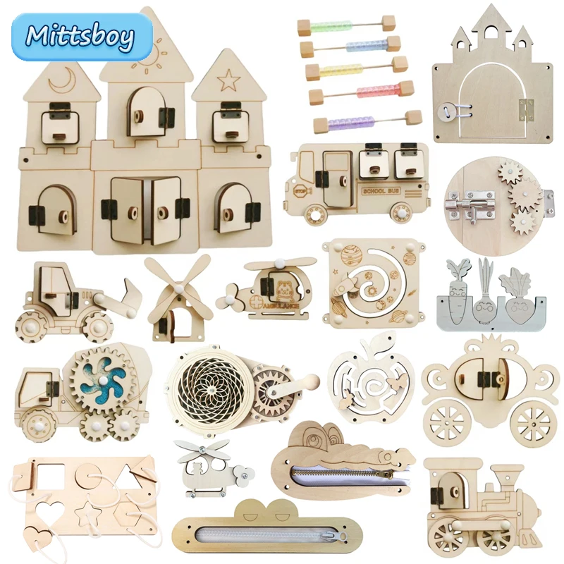 Montessori Wooden Busy Board Toddler - Tablero ocupado Montessori, accesorios de madera