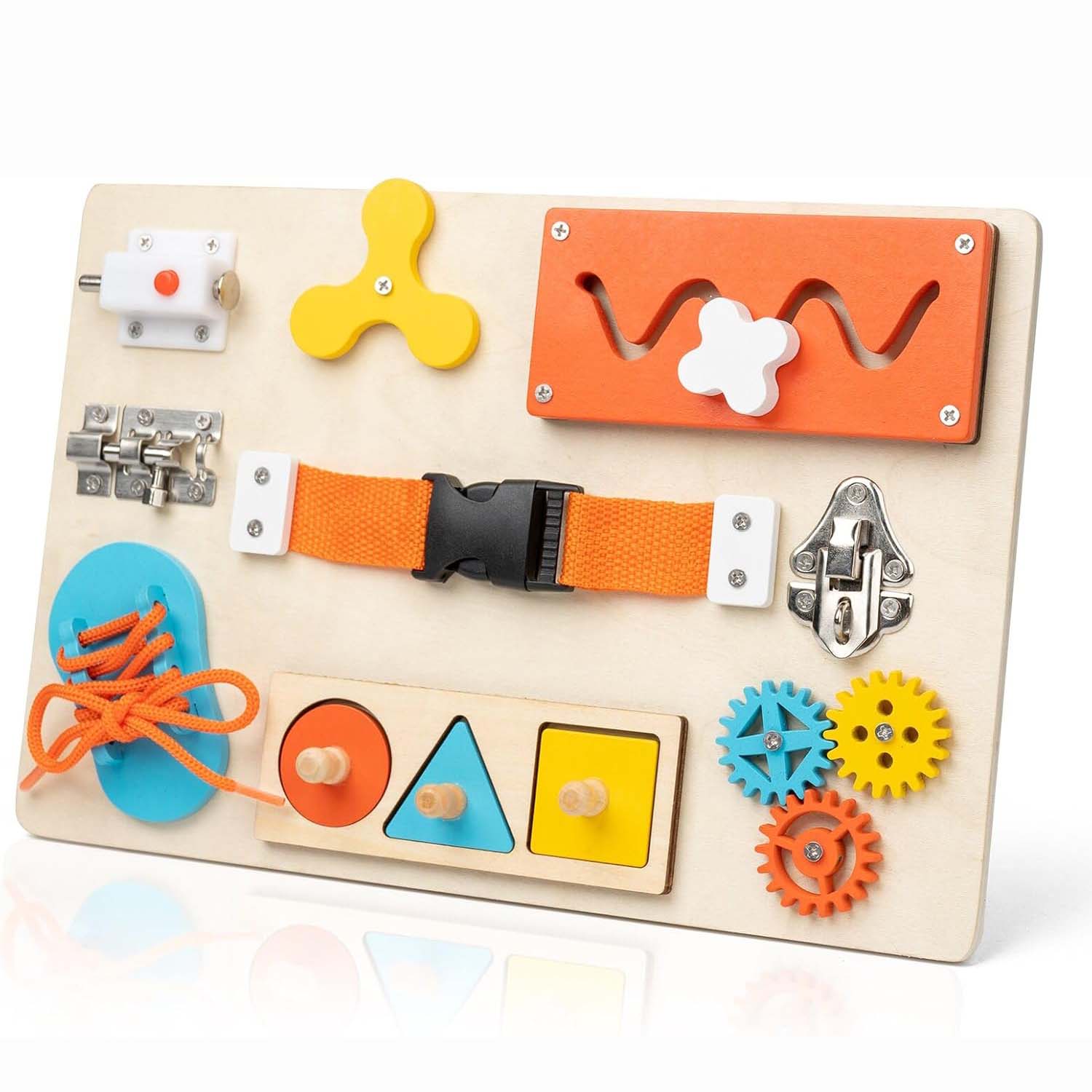 Tablero ocupado Montessori par - Montessori Wooden Busy Board Toddler reseña y precio