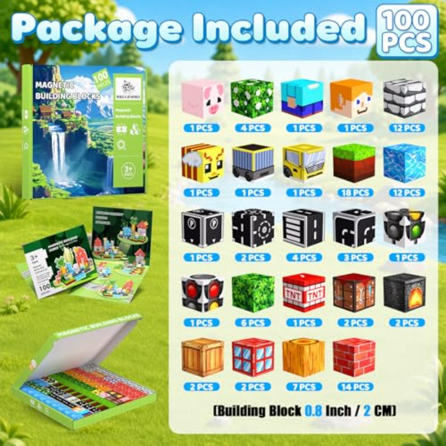 100 Bloques Magnéticos, Juego  - Magnetic Building Tiles Set 100Pcs reseña y precio
