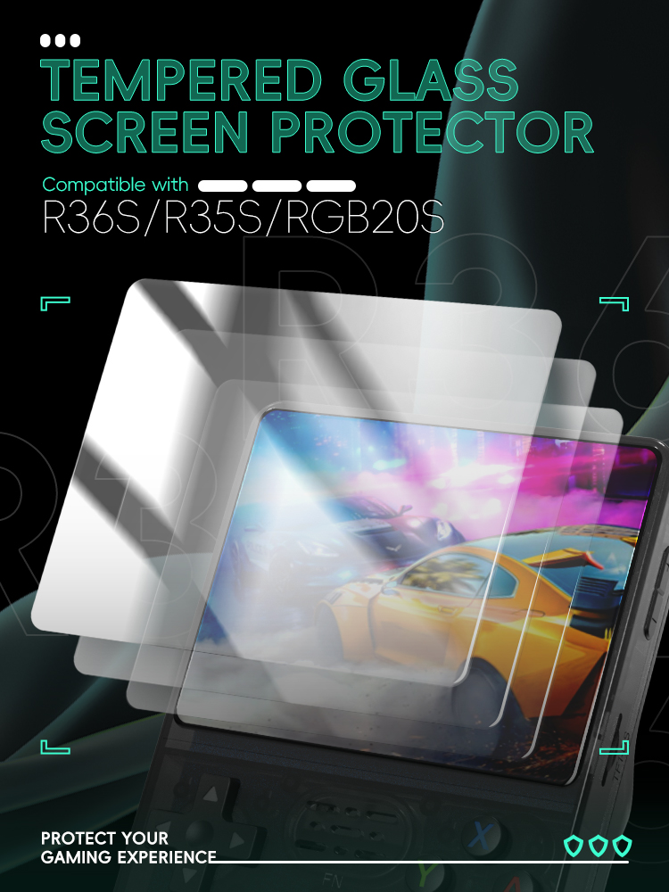 Protector de pantalla de vidri - Retro Handheld Game Console R36S reseña y precio