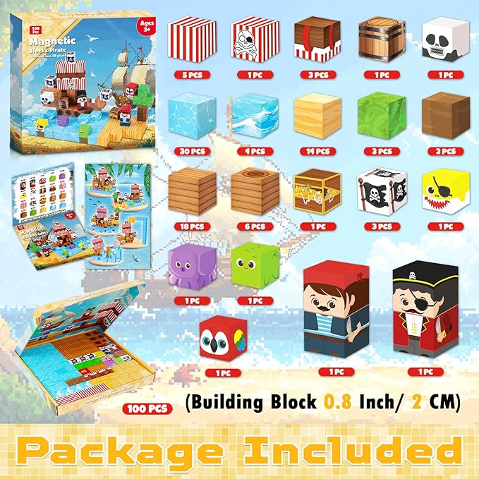 Bloques magnéticos-Juego mundi - Magnetic Building Tiles Set 100Pcs reseña y precio